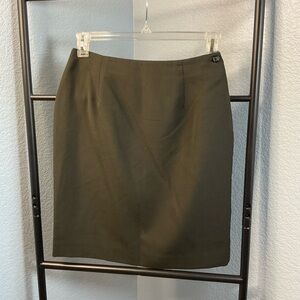wool pencil skirt size 10 with button detailing Olive Green